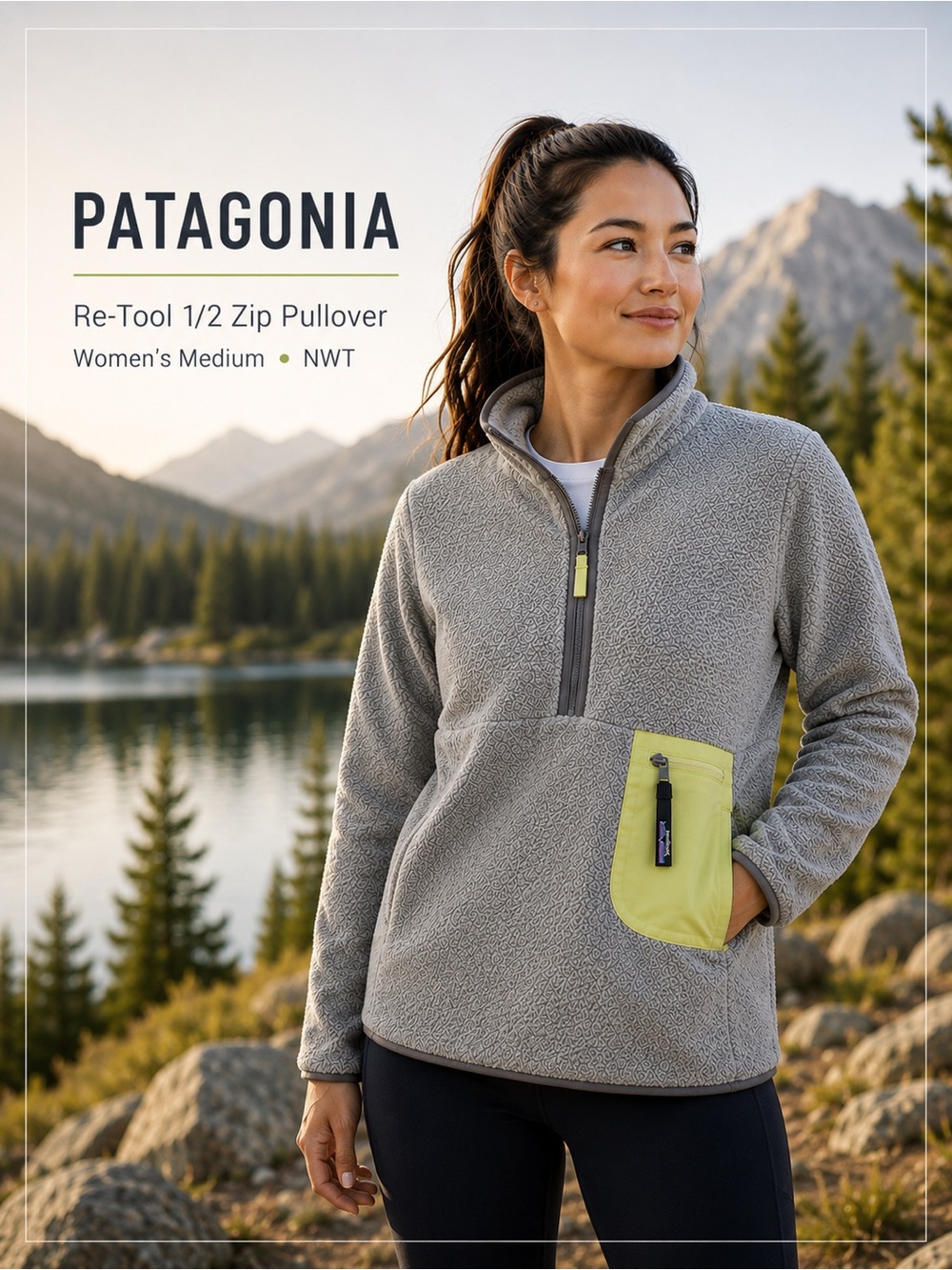 Patagonia Re-Tool 1/2 Zip Fleece Pullover NWT Gray Women’s Medium Outdoor Jacket